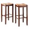 Contemporary Home Living Set of 2 Walnut Unique Kaden Square Seat Comfortable Bar Stools, 29"